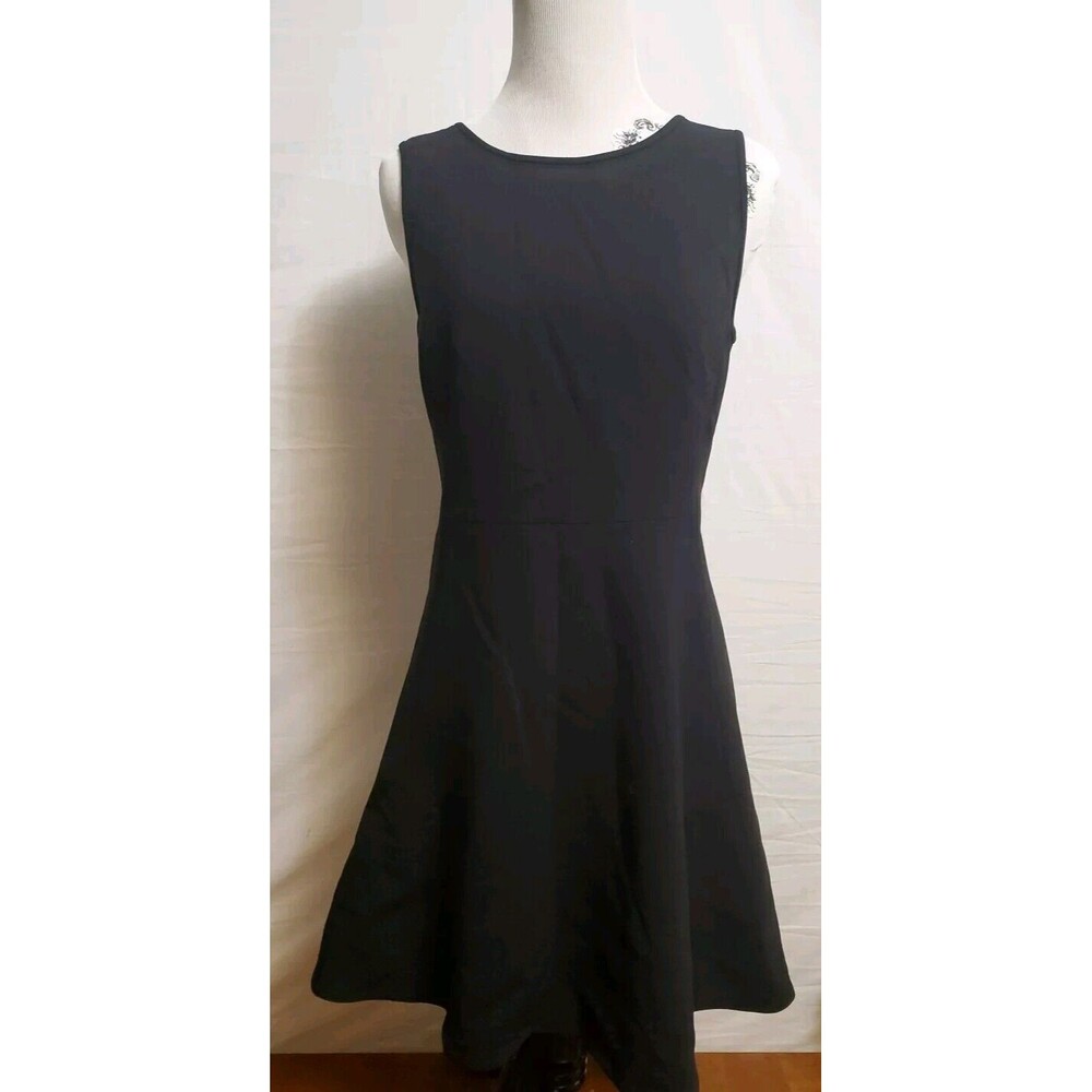 Theory Dress Black Tespa Sleeveless Fit N Flare Crew Neck Stretch Neutral Size 4